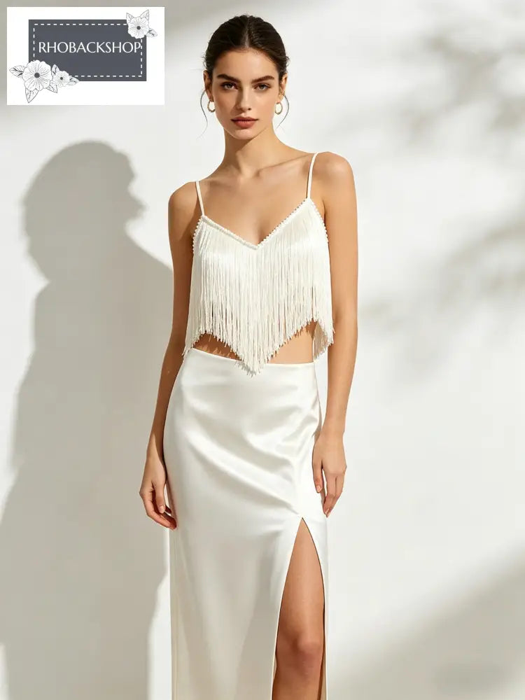 Fringe Halter Top & Maxi Skirt Set