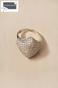 Geometric Pave Diamond Ring - Silver