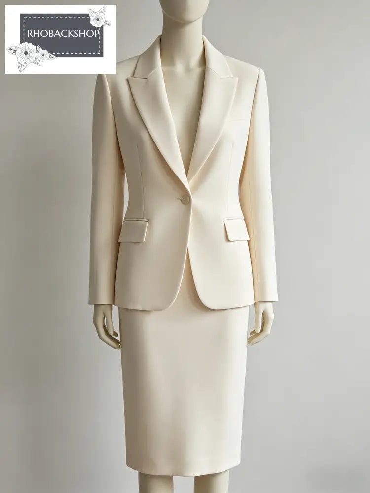 Lapel Blazer Midi Skirt Set