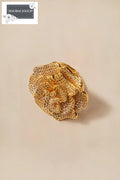Pave Crystal Rose Ring - Gold