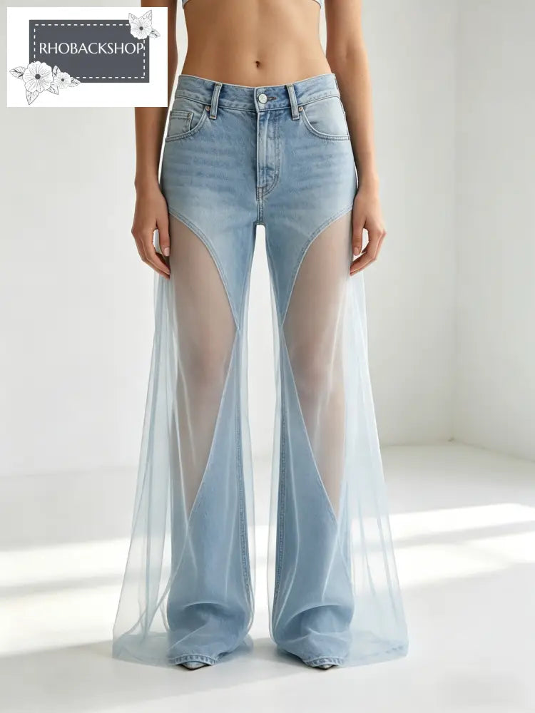 sheer-panelled jeans