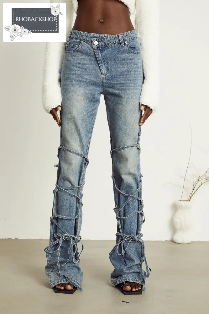 strap-detail jeans