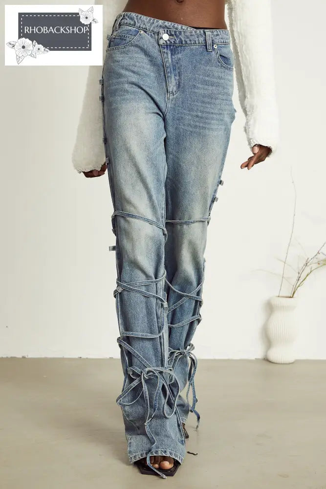 strap-detail jeans