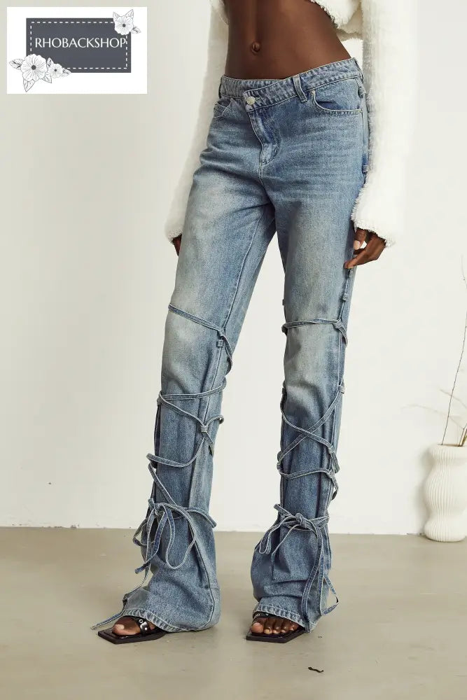 strap-detail jeans